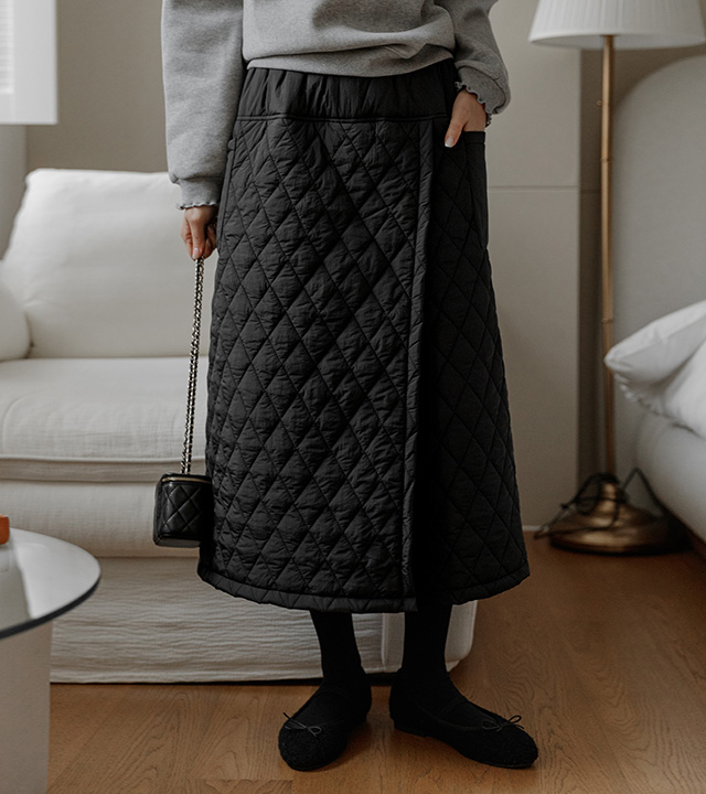 Quilted wrap padded skirt pants 