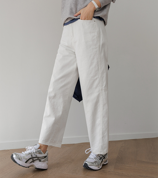 Curved cut exhaust fit cotton pants