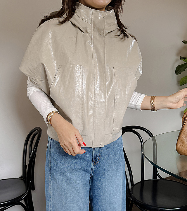 Urbane Leather Hooded Vest