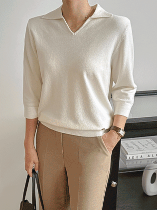 Pendant V-neck collar knit