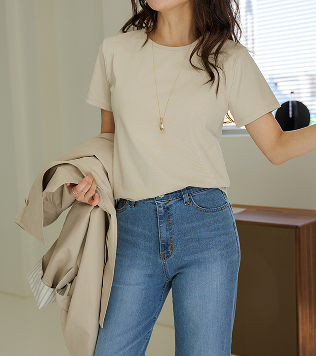 Glossy Silk Short Sleeve T-shirt  