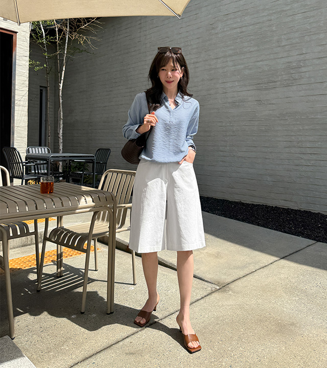 Market Cut-out Bermuda Cotton Pants