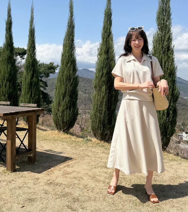 Binding A-line long skirt