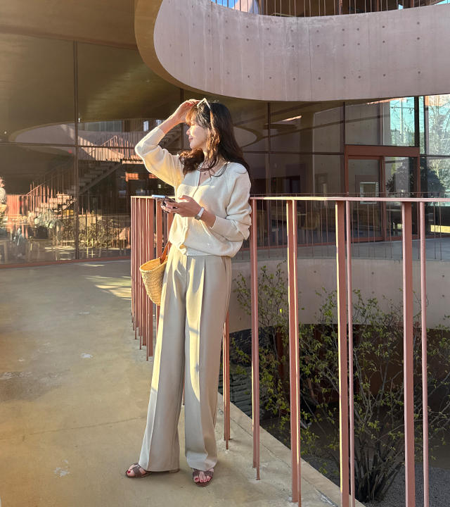 [MADE] Nonno Pintuck Wide Slacks