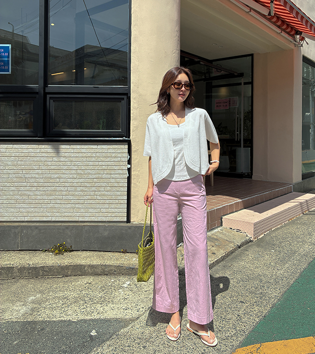 Welt pocket semi-wide pants