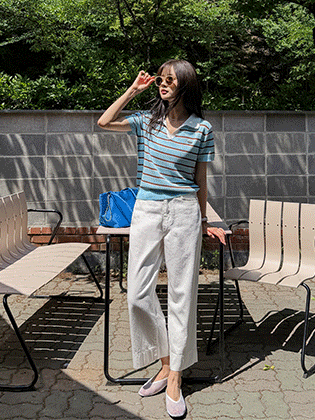 Cream wide cropped pants