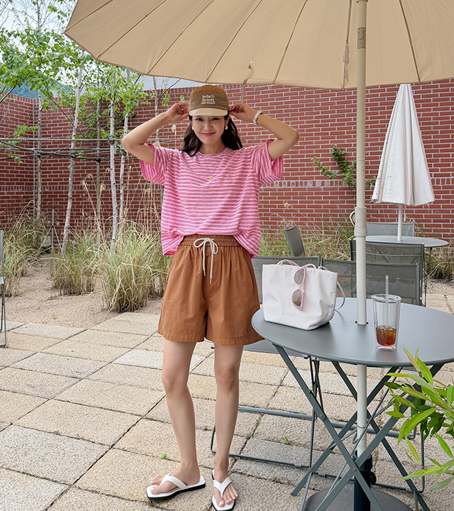 Pin Slub Stripe Short Sleeve Tee