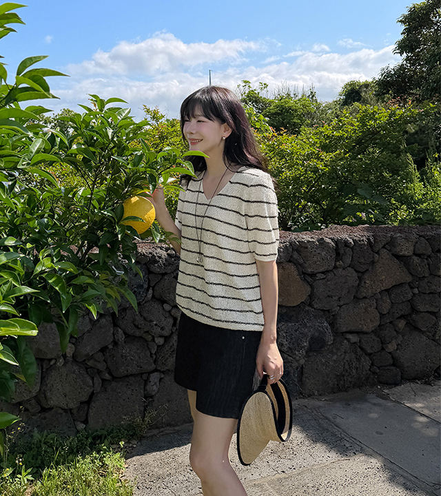 Boucle striped Tencel knit