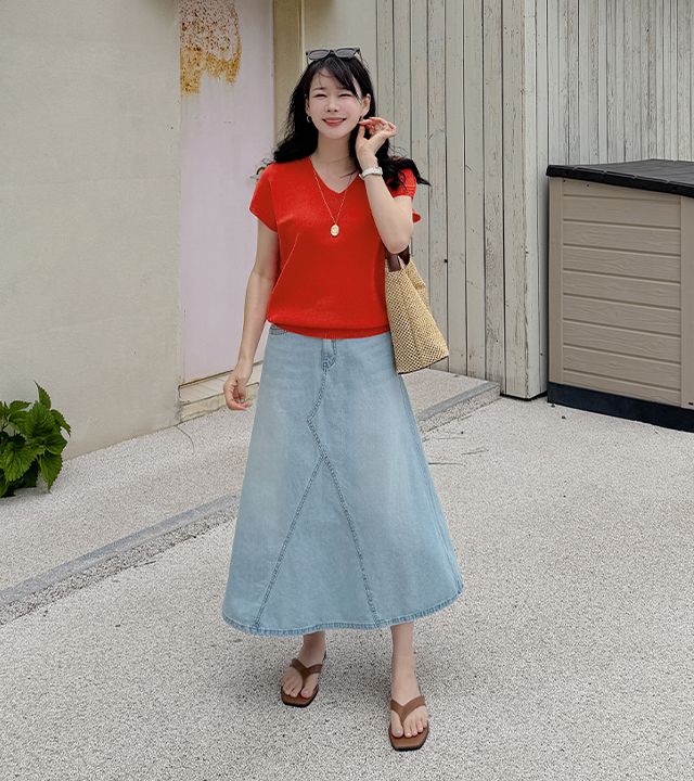 Soda A-line denim skirt