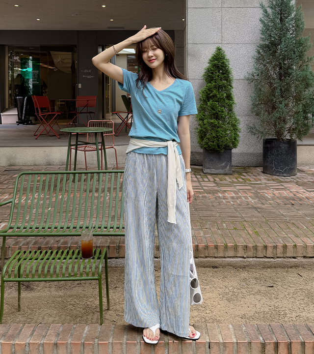 Pinter seersucker elastic pants