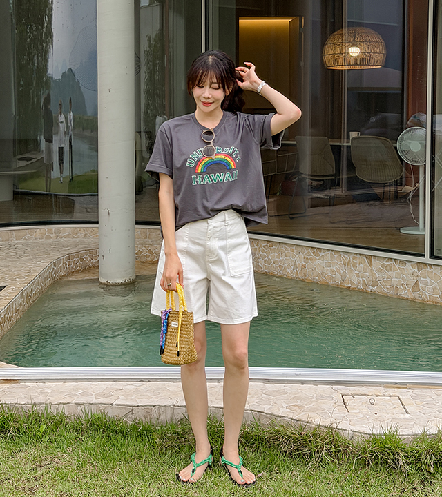 Rainbow print short-sleeve tee