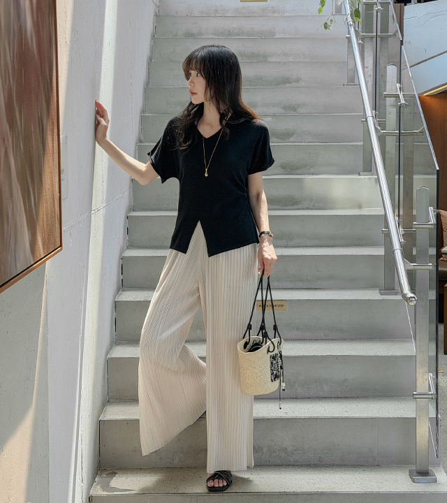 Ant Waist Side Pintuck Knit