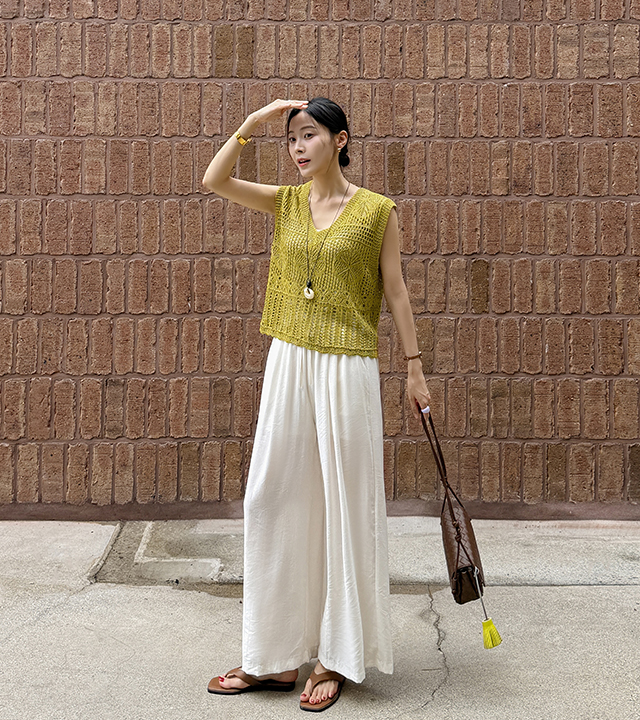 Été Crochet Knit Vest (Necklace Set)