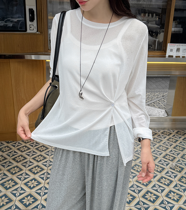 Moe Button Two-Way Bamboo Tee