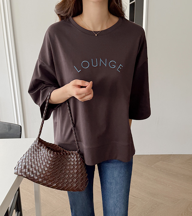 Lounge Embroidered Ponte 5-quarter T-shirt