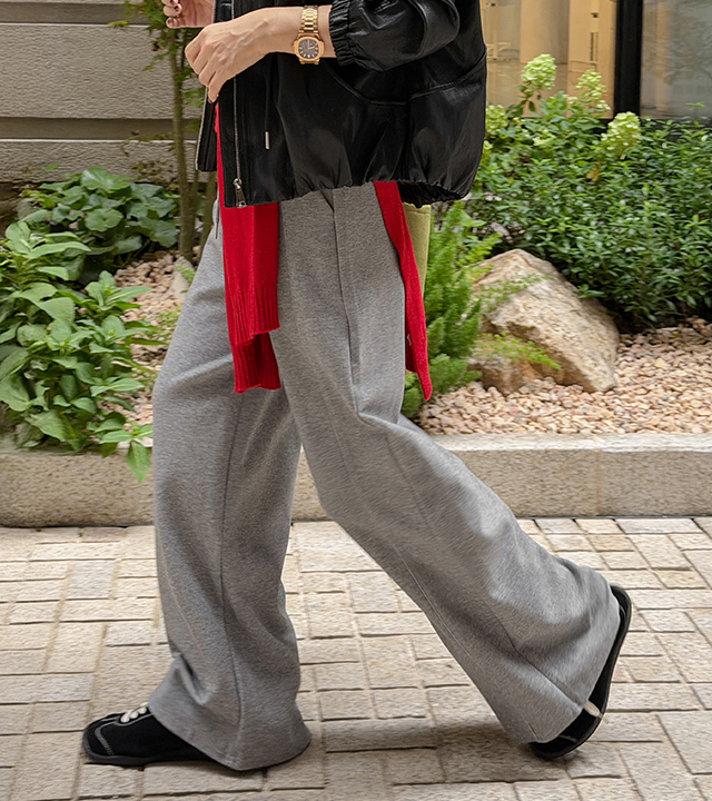 Naive Wide Pintuck Elastic Pants