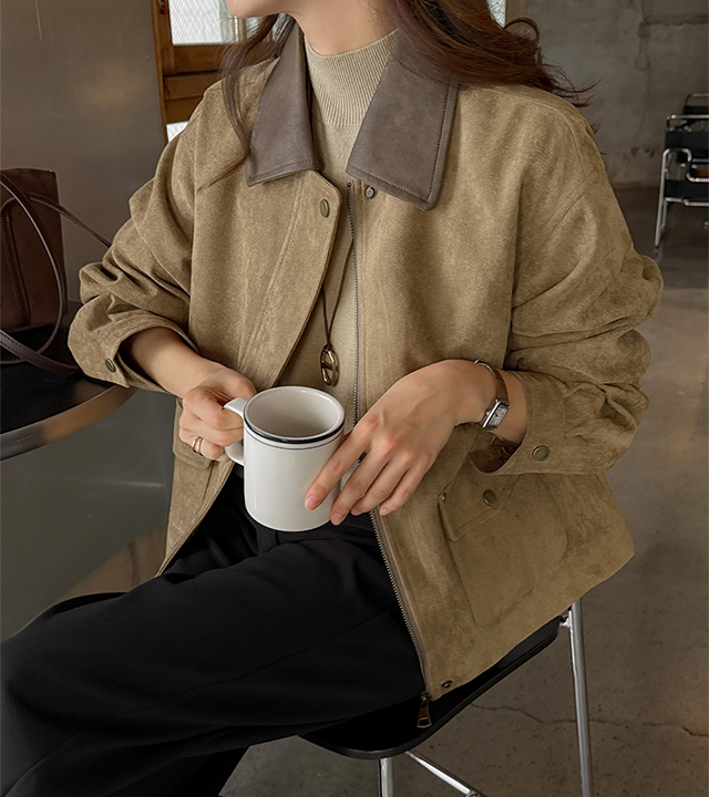Daily Suede Zip-Up Jacket