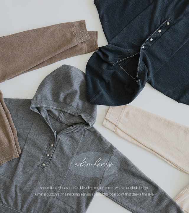 Edin Henley neck hooded knit