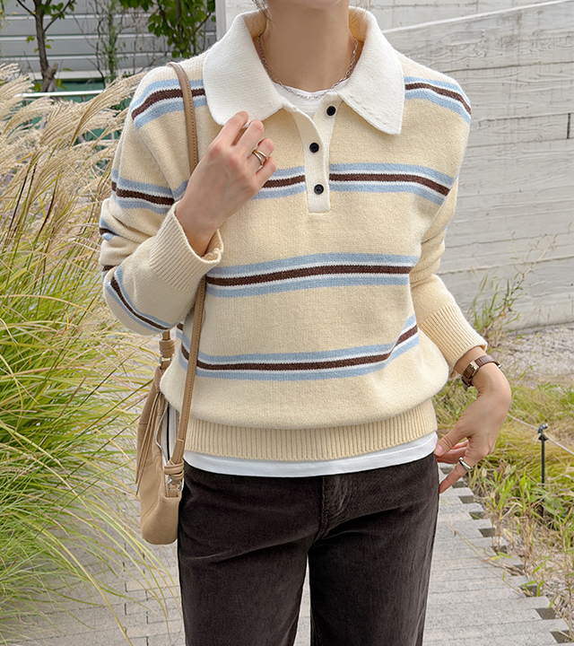 Palette Stripe Collar Knit