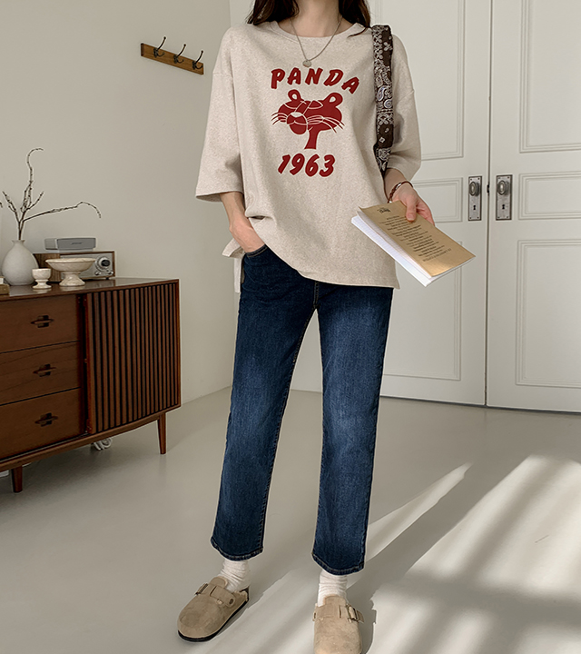 Panda Peach Fleece Boxy Short Sleeve T-shirt