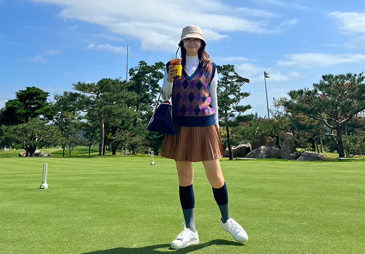 golf leather pleated skirt
