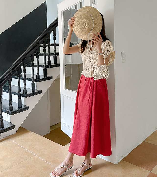 Camille gathered linen skirt