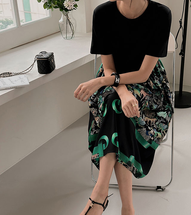Oriental printed dress