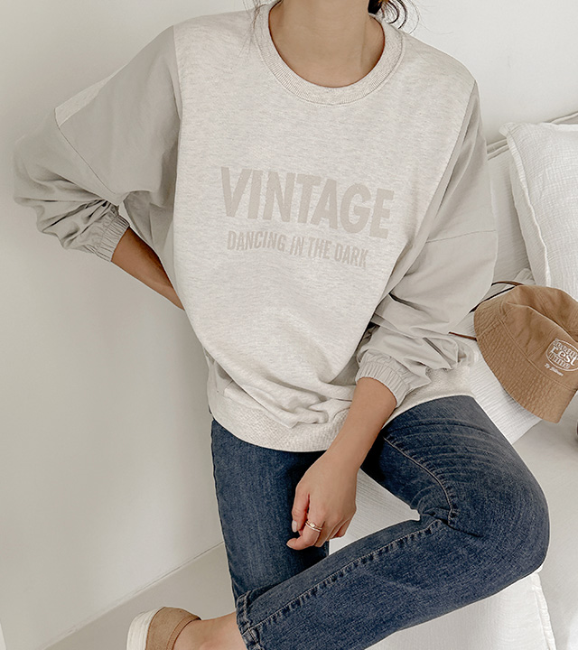 Vintage color combination sweatshirt