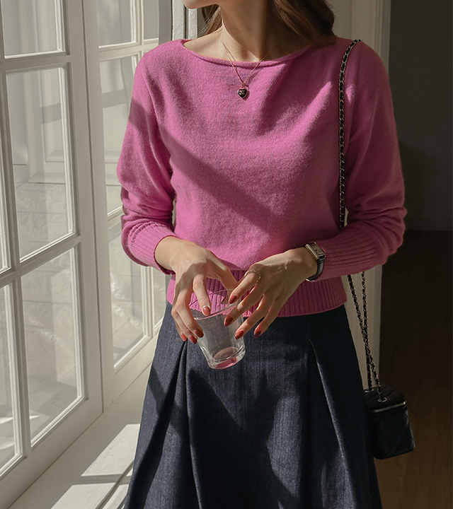 Cash wool boatneck knit