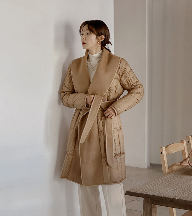 Max wool color down padded coat