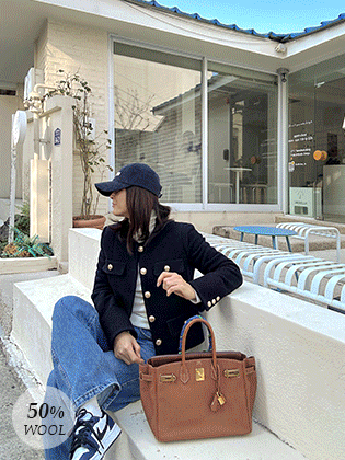 Cell gold button tweed jacket