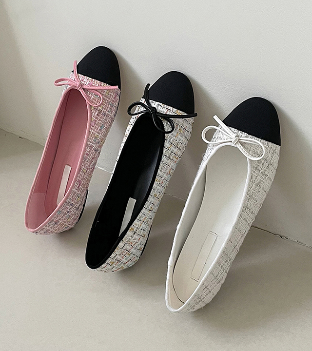 Sha tweed flat shoes