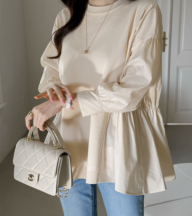 Blanc knit blouse