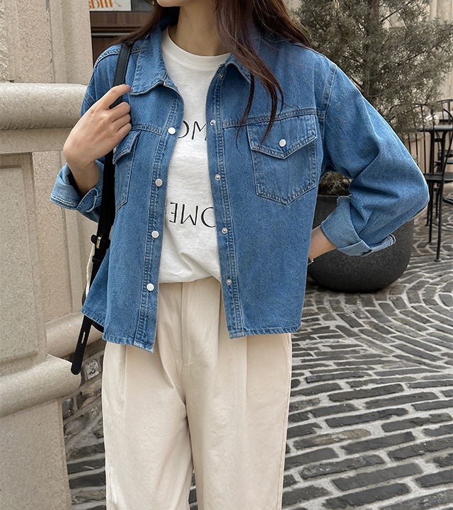 Work denim shirt jacket