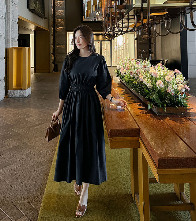 Amelia smoke shirring dress