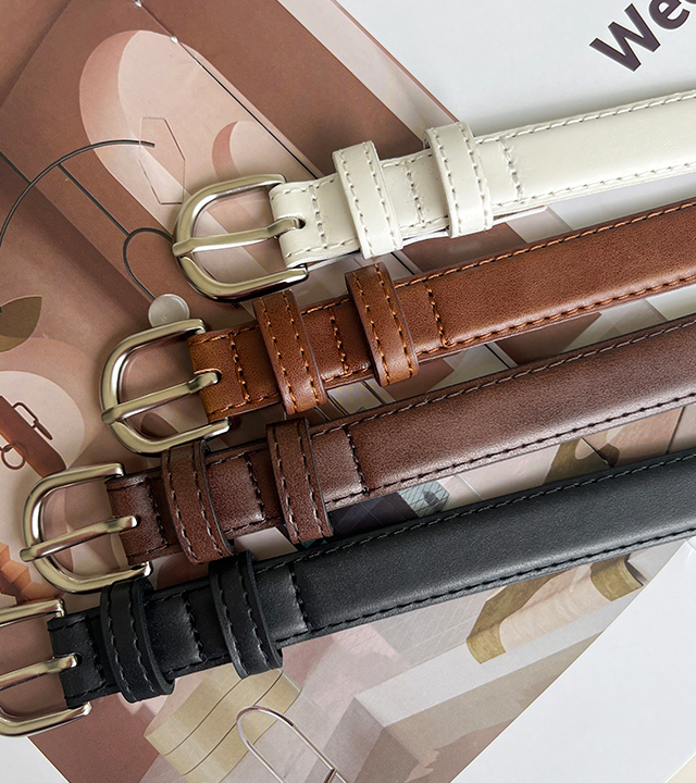 BB Silver Buckle Slim Belt