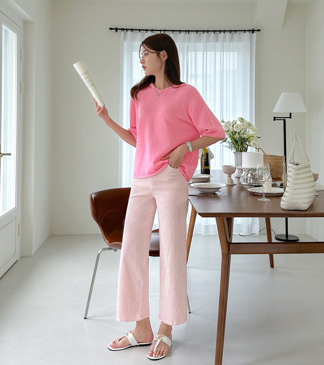 Ash Dying Straight Wide Cotton Pants