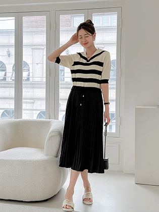 Serakara knit color combination dress