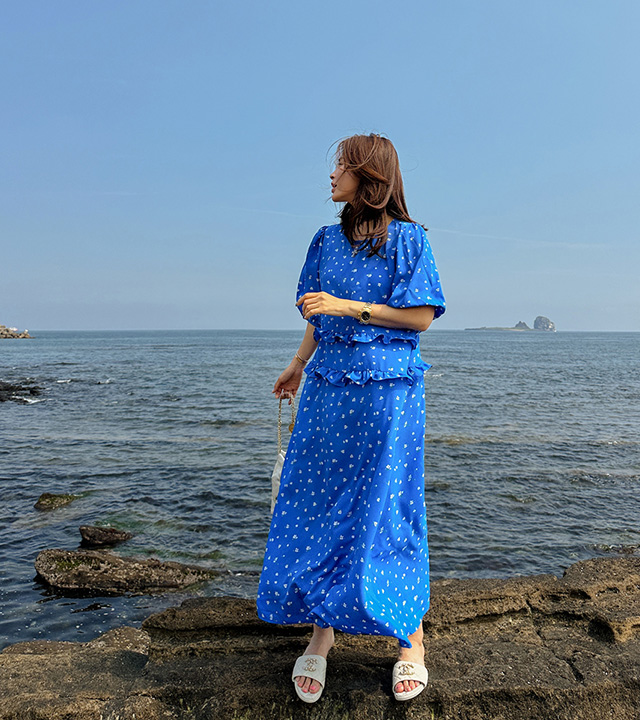 Santorini floral dress