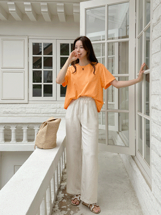 Tencel linen wide pants