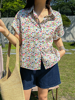People printed short sleeve shirt