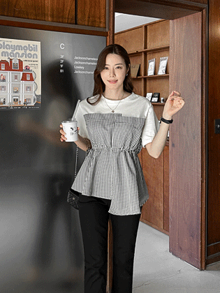 Layered Check Tea Blouse
