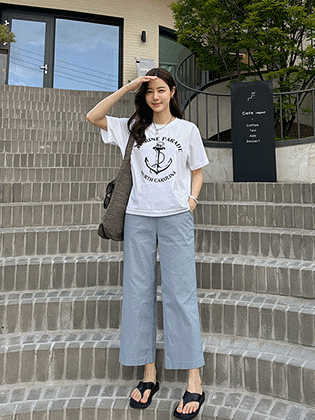 Marine print short-sleeve T-shirt