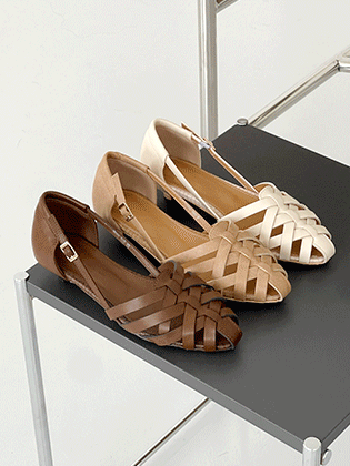 Wooden weaving sandal flats