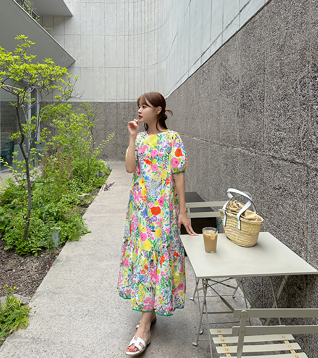 Summer flower frill dress