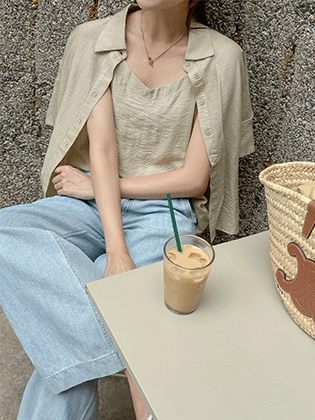Summer linen short sleeve set