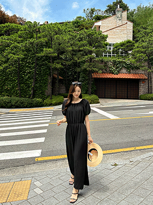 Puffline black jumpsuit