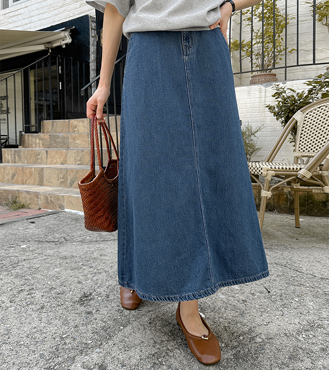 Mauve A-line denim skirt