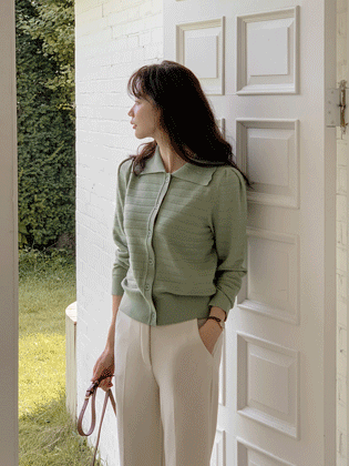 Crochet collar knit cardigan