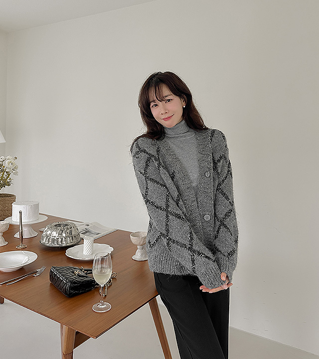 Sequin hairy cardigan